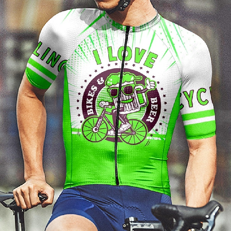 Homme Maillot de cyclisme Dessin animé Lettres & Chiffres Manche Courte Cyclisme T-shirt Maillot avec 3 poches arrière VTT Vélo tout terrain Séchage Rapide Design Anatomique Évacuation de l'Humidit de 2025 ? $30.99 –P7
