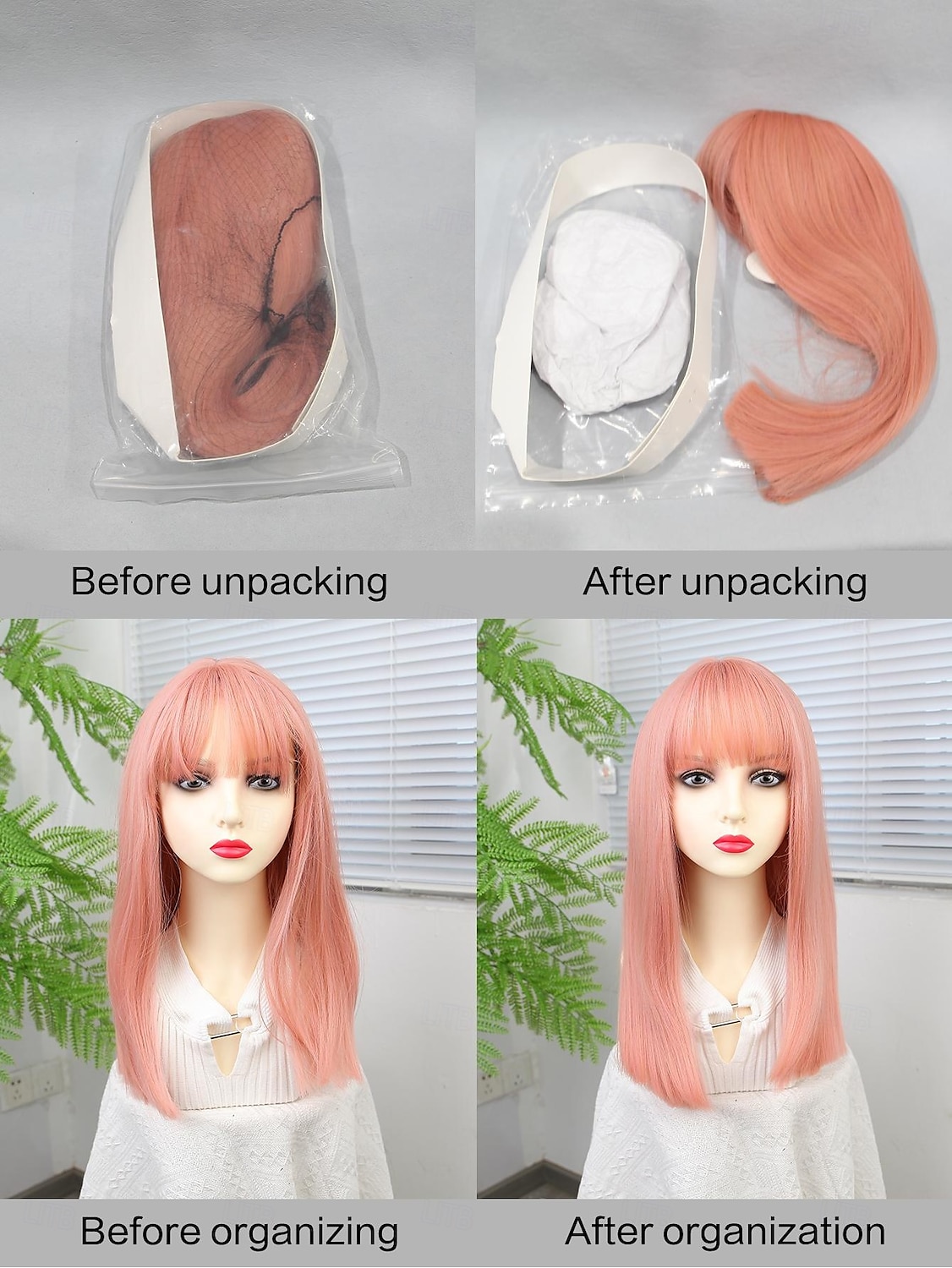 Synthetische pruiken Recht Strakke pony Pruik 40.6 cm Roze + Rood Synthetisch haar Dames Roze 2025 - $18.99 –P7