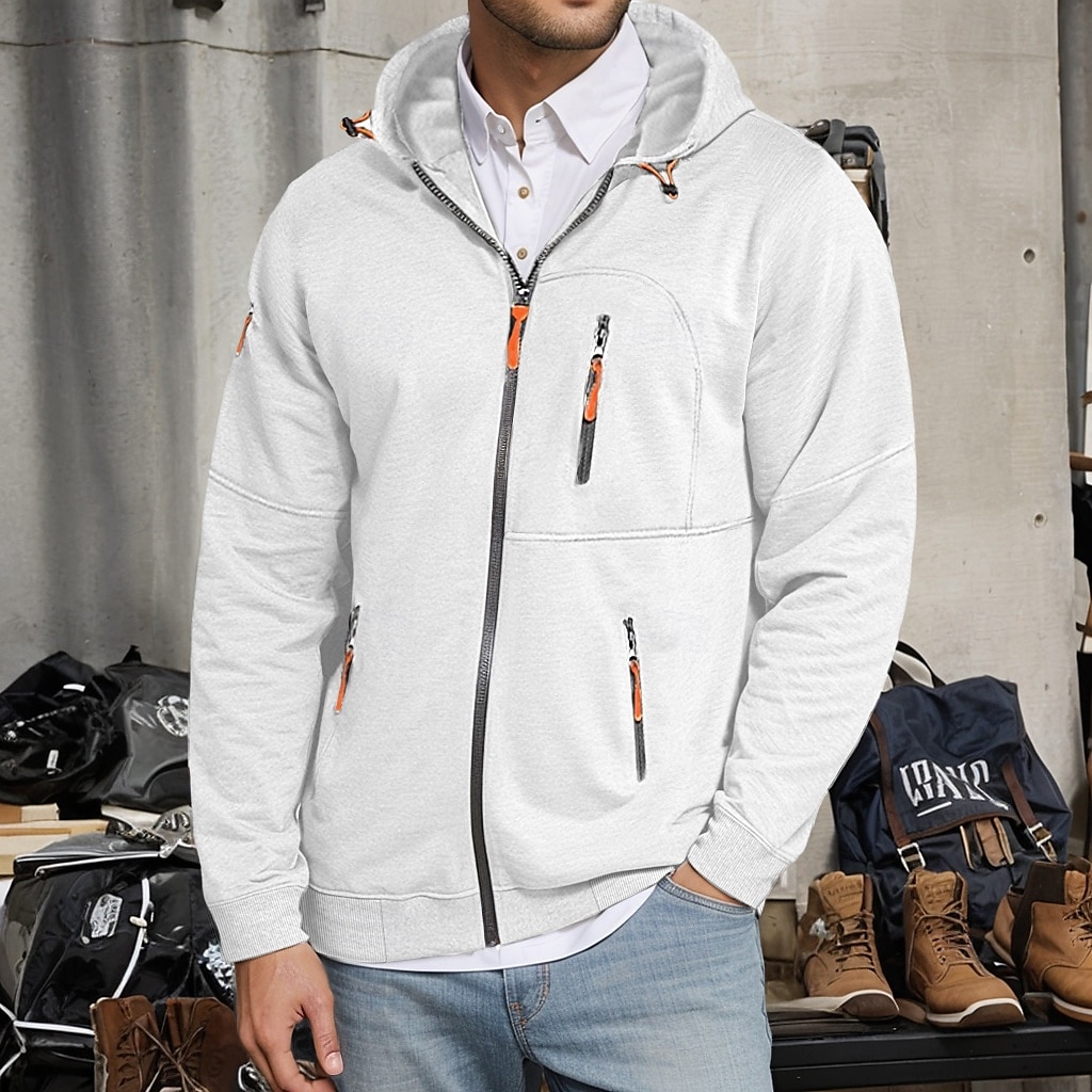 Men's Hoodie Full Zip Hoodie Fleece Hoodie Tactical Black White Wine Navy Blue Royal Blue Hooded Plain Zipper Pocket Sports & Outdoor Daily Holiday Polyester Streetwear Cool Casual Spring & Fall 2025 - $26.99 –P6