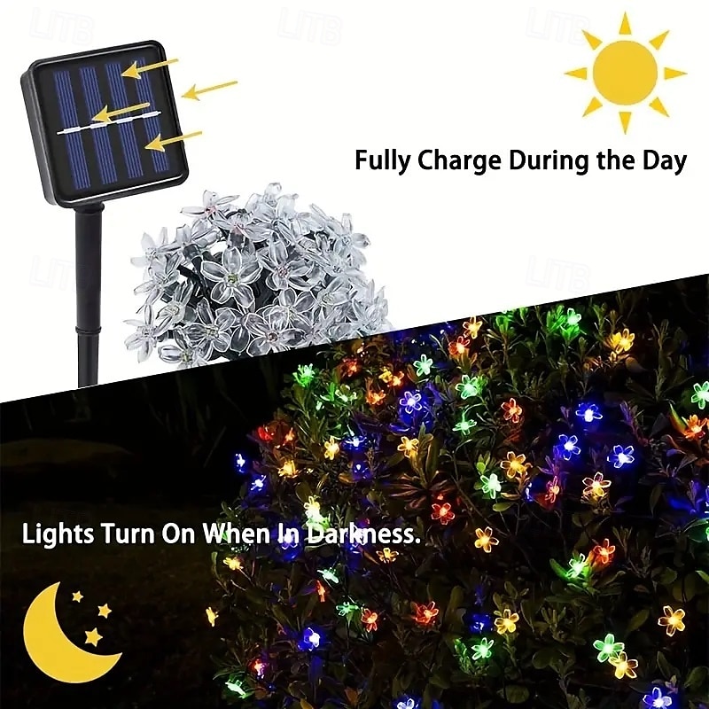 1pc Solar Flower String Lights, Cherry Tree Branch Light Outdoor 6.5M/21FT 30 LED Fairy Light IP65 Waterproof for Garden Fence Patio Yard Party Decor Christmas Halloween Decoration 2025 - $13.99 –P10