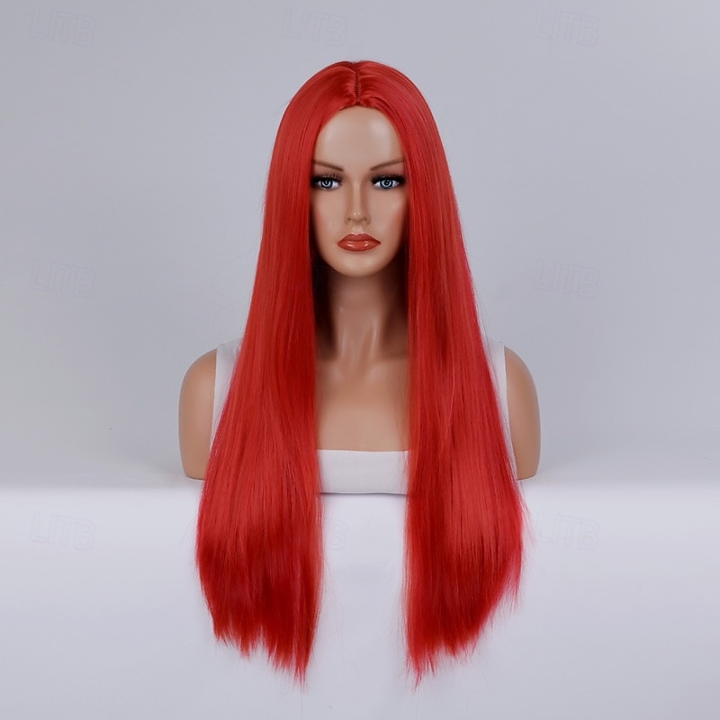 Parrucca del costume cosplay Liscio Parte di mezzo Parrucca Lungo Rosa chiaro Rosso bordeaux Oro pallido Oro latte giallo lino Capelli sintetici Per donna Biondo Rosa Rosso del 2025 a $14.99 –P16