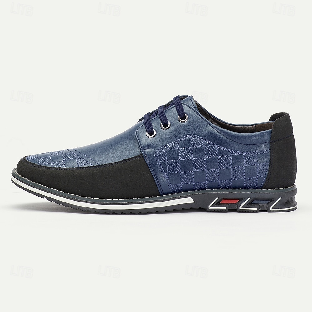 scarpe oxford da uomo con motivo a quadretti marrone e nero con suola comoda, perfette per l'uso casual e quotidiano del 2025 a $46.99 –P1