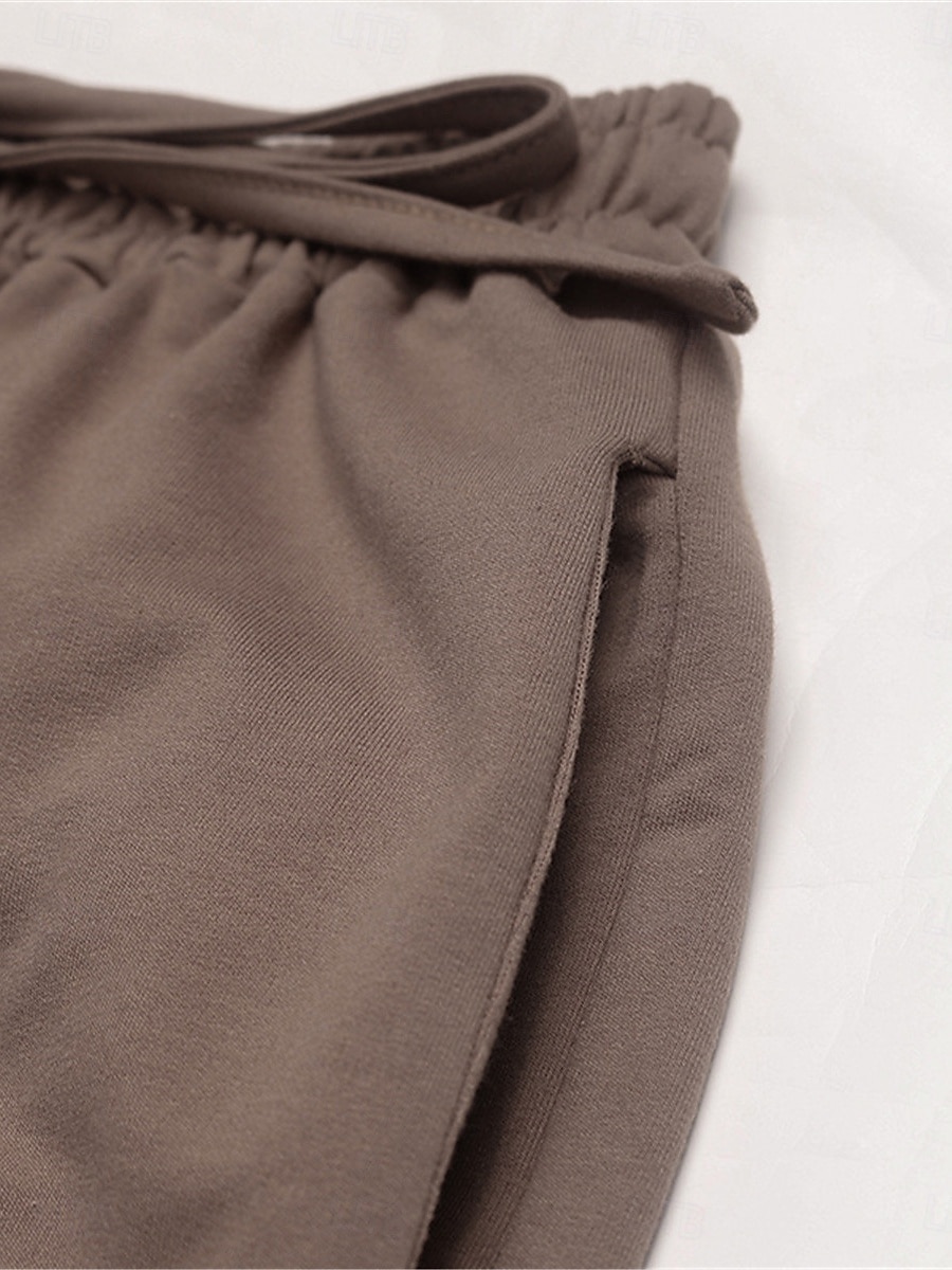 Women's Sweatpants Chinos Fashion Streetwear Full Length High Waist Plain Pocket Elastic Waistband Comfy Soft Comfortable Micro-elastic Outdoor Street Brown Fall Winter Regular Fit 2025 - $26.99 –P6