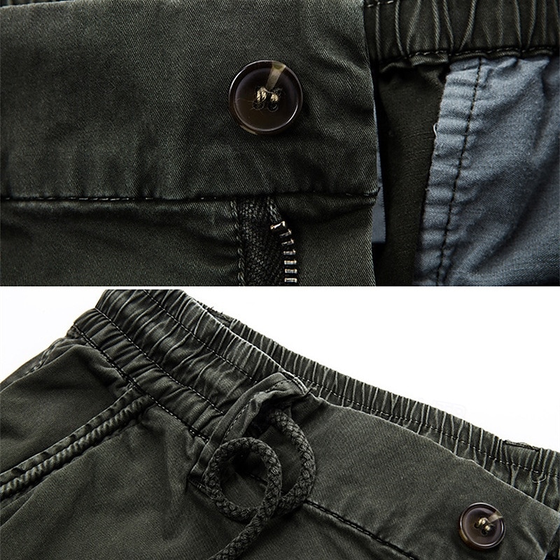 Men's Cargo Pants Joggers Tactical Pants Trousers Buttons Multi Pocket Elastic Cuff Plain Wearable Outdoor Daily Camping & Hiking Fashion Classic Black Wine 2025 - $40.99 –P11