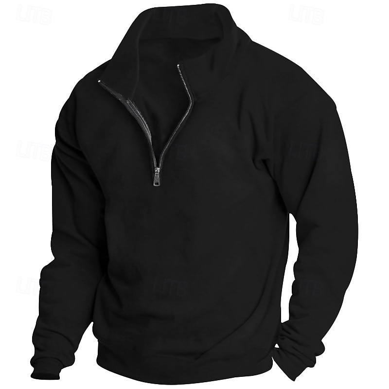 Men's Sweatshirt Polar Fleece Quarter Zip Sweatshirt Apricot Black White Wine Red Half Zip Plain Sports & Outdoor Daily Holiday Streetwear Basic Casual Fall & Winter Clothing Apparel Hoodies 2025 - $28.99 –P6