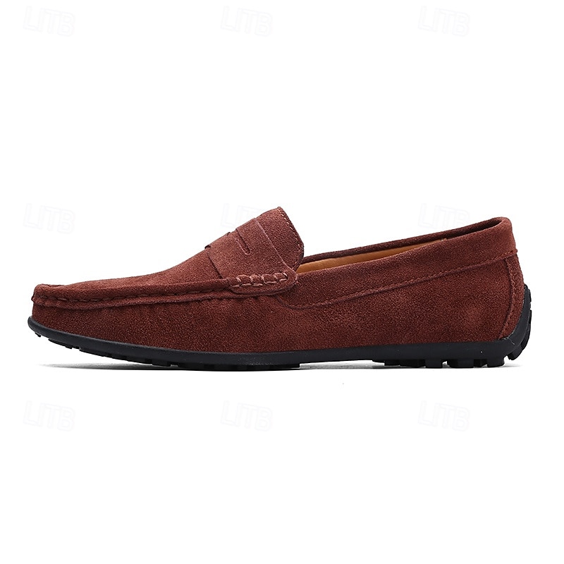 Men's Loafers & Slip-Ons Suede Shoes Plus Size Penny Loafers Driving Loafers Casual Outdoor Daily Suede Loafer Black Burgundy Navy Blue Summer Spring 2025 - $34.99 –P2