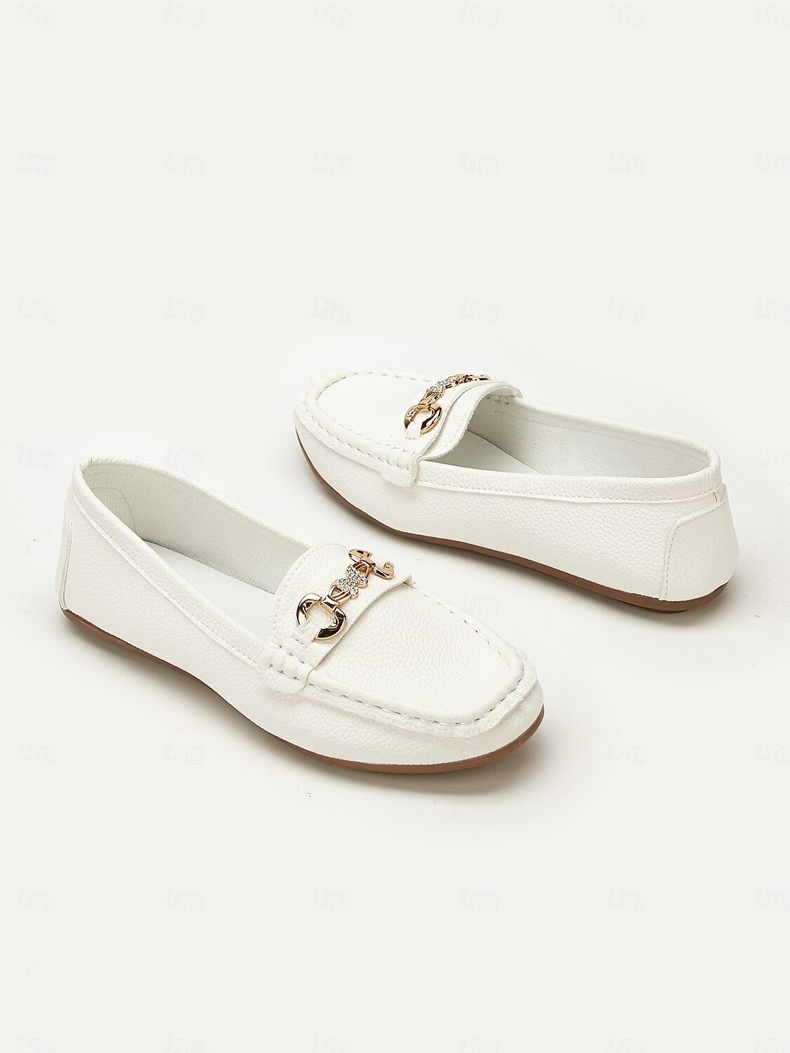 Damen Halbschuhe Klassische Loafer Outdoor B¨¹ro Täglich Strass Schnalle Flacher Absatz Runde Zehe Geschäftlich Brautkleider schlicht Komfort Kunstleder Halbschuhe Mandelfarben Schwarz Weiß 2025 - $19.99 –P1