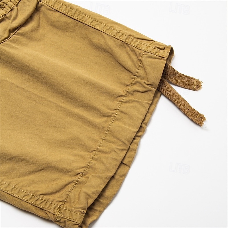 Men's Cargo Shorts Below Knee Length Shorts Capri Pants Hiking Shorts Multi Pocket Plain Calf-Length Daily Basic Big and Tall Wine Army Green 2025 - $37.99 –P9