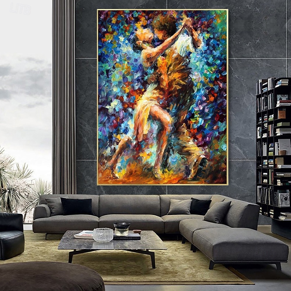 kézzel készített olajfestmény vászon fali művészet dekoráció figura absztrakt kés rajz színes tánc lakberendezéshez hengerelt keret nélküli feszítetlen festmény 2026 - $53.99 –P2
