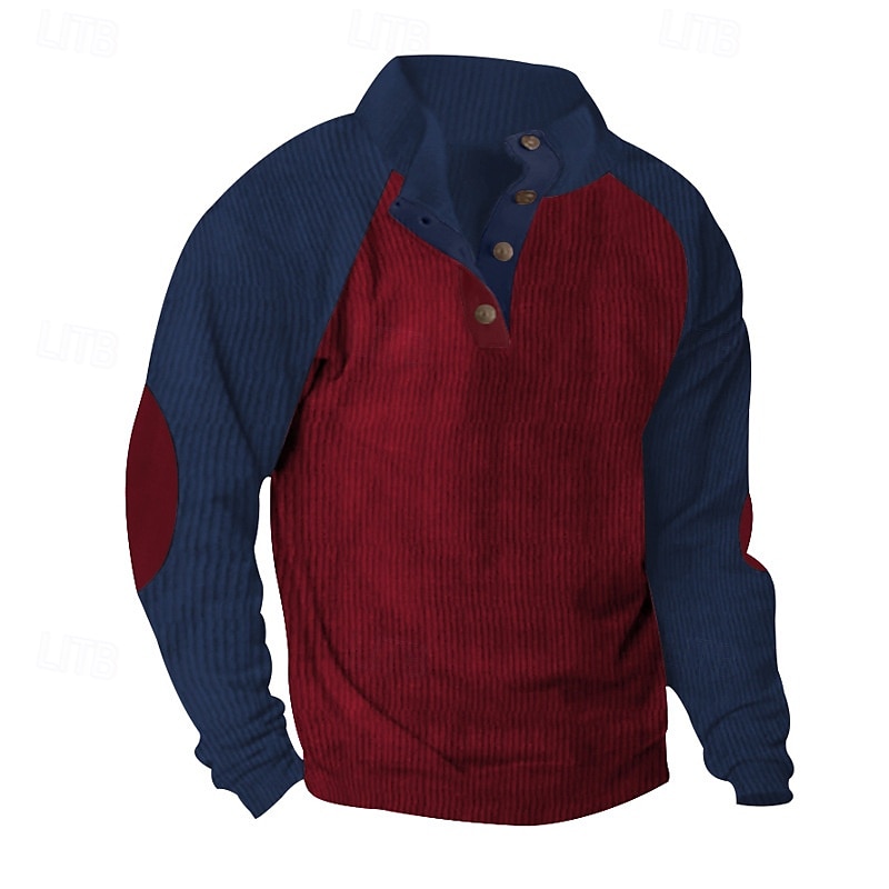 Hombre Sudadera Sudadera con un cuarto de cremallera Albaricoque Negro Vino Verde Ejército Rojo Media cremallera Bloque de color Deporte Diario Festivos Pana Ropa de calle Básico Casual Primavera 2025 - $23.99 –P9