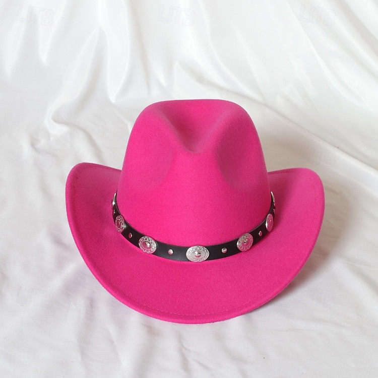 jednolity kolor unisex kowbojski kapelusz punkowy western z dzianinowym filcem 2025 - $18.49 –P8