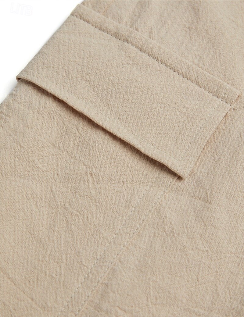 Men's Shorts Linen Shorts Summer Shorts Beach Shorts Drawstring Elastic Waist Multi Pocket Plain Knee Length Outdoor Beach Hawaiian Casual White 1 Green 1# Inelastic 2025 - $22.99 –P11