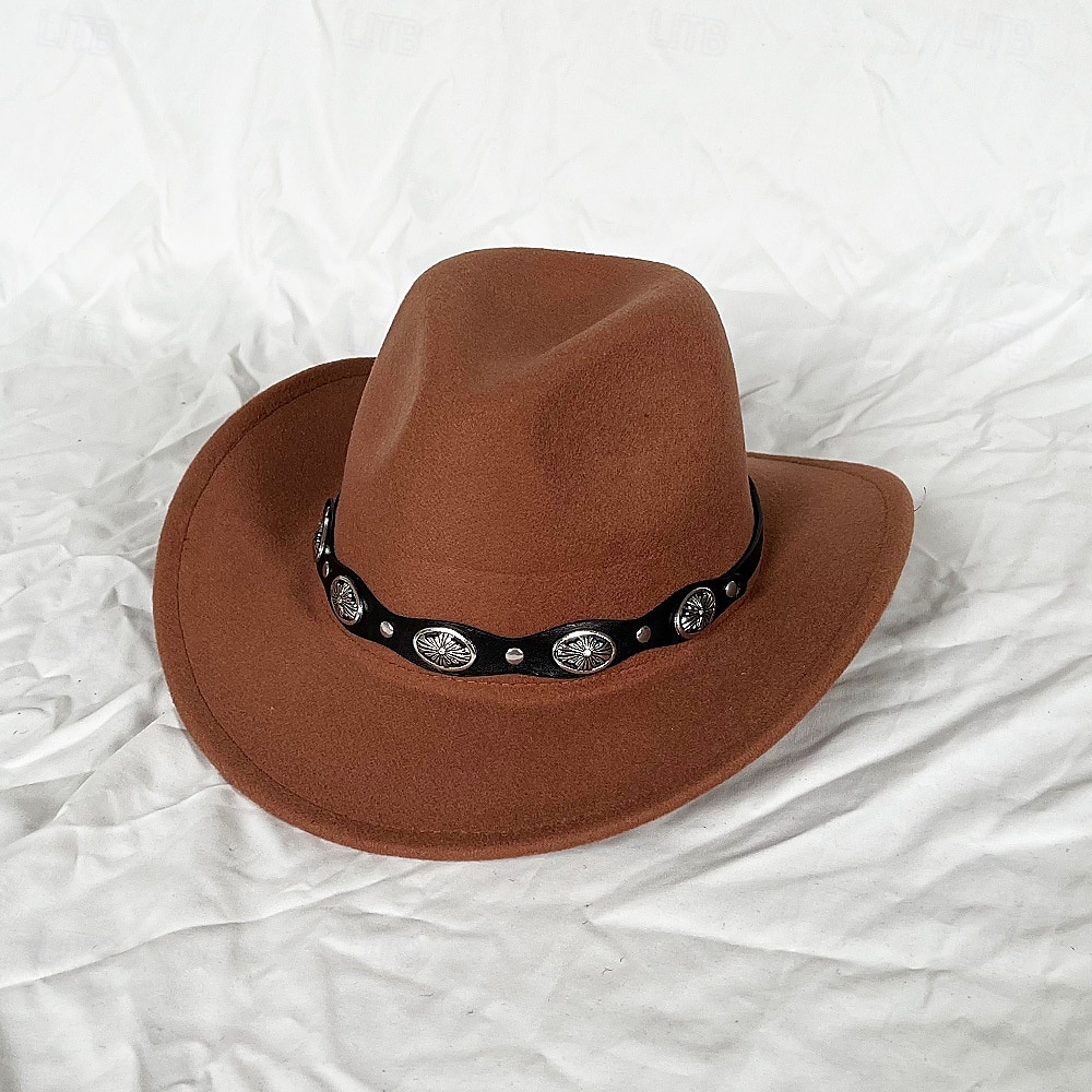 chapeau de cowboy western blanc pour femmes et hommes, chapeau de cowboy bouclé avec fedora en cuir, chapeau de cavalier toca toca de 2025 ? $18.49 –P18