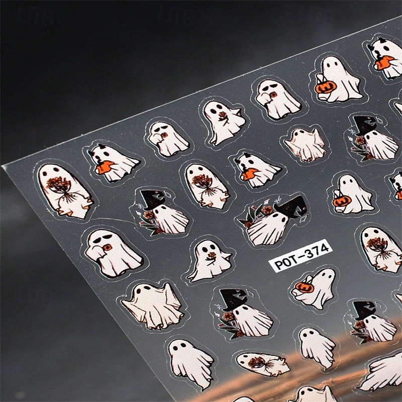 5D embosované nálepky na nehty s halloweenskou dýní – děsivý a detailní dýňový design pro strašidelnou manikúru a nail art 2025 - $6.49 –P4