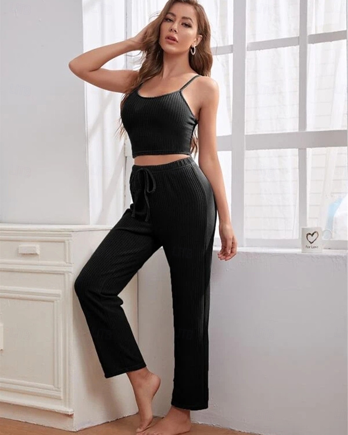 kvinners loungewear sett 3 stykker ren farge tilfeldig komfort hjemme komfort stropper stropp topp bukselomme høst vinter hjemmeantrekk 2025 - $33.99 –P11