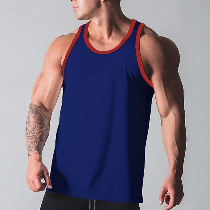 Herren Fitness Tank Top Tank Top Running Sport Top Tank Top Sport Spleißen Ärmellos Weste / Fahrradweste Casual Athlässigkeit Baumwolle Atmungsaktiv Schnelltrocknend Weich Fitnesstraining Laufen Gehen 2025 - $16.49 -P14