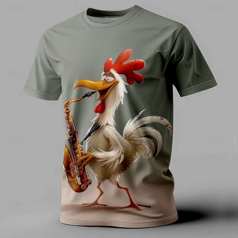Per uomo Gallo Divertente Maglietta Manica Corta maglietta Stampa 3D Girocollo Camicia Retrò Vintage Casual Stile da Strada Sport all'Aperto Ferie Uscire Marrone Scuro Verde scuro Verde Primavera del 2025 a $17.99 –P9