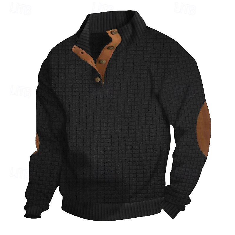 Hombre Sudadera Negro Blanco Verde Ejército Caqui Gris Cuello Mao Bloque de color Retazos Deporte Diario Festivos Texturizado Ropa de calle Básico Casual Primavera & Otoño Ropa Sudaderas con capucha 2025 - $24.99 –P3
