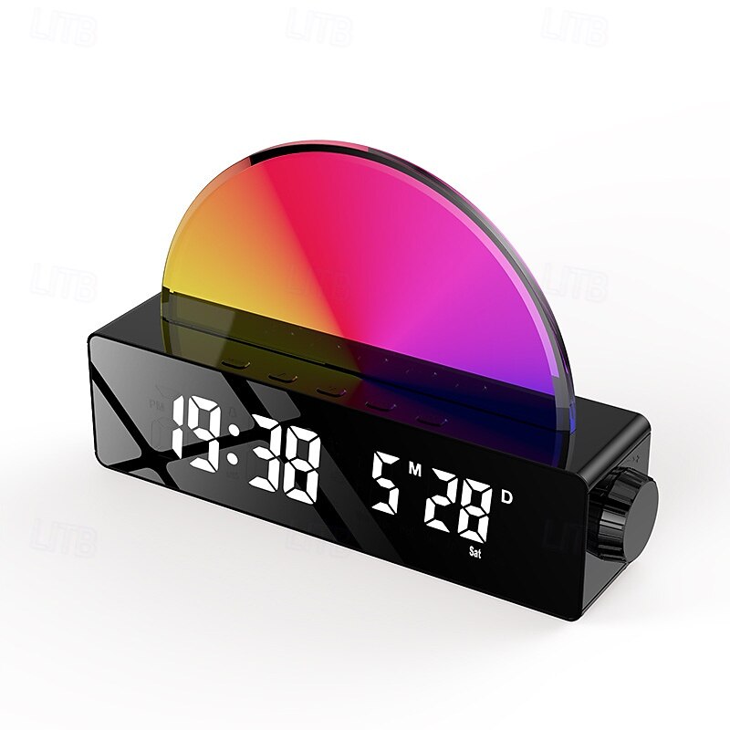 Lumière LED intelligente réveil lumineux simulateur d'aube lampe soleil de chevet lumière nocturne multicolore avec chargeur USB de 2025 ? $31.99 –P2