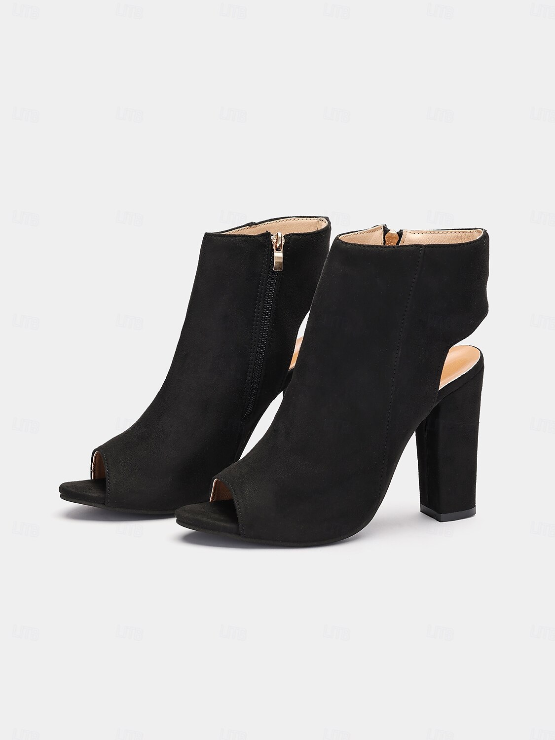 Dámské Boty Denní Kotníkové boty Booties Blokovat patu Palec do špičky Módní Semiš Zip Černá 2025 - $34.99 –P2