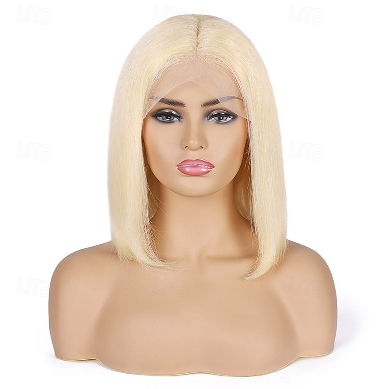 613 blond rovná paruka 13x4 průhledná krajka přední krátké paruky bob lidské vlasy nosit krajkové přední paruky 2025 - $177.99 –P3