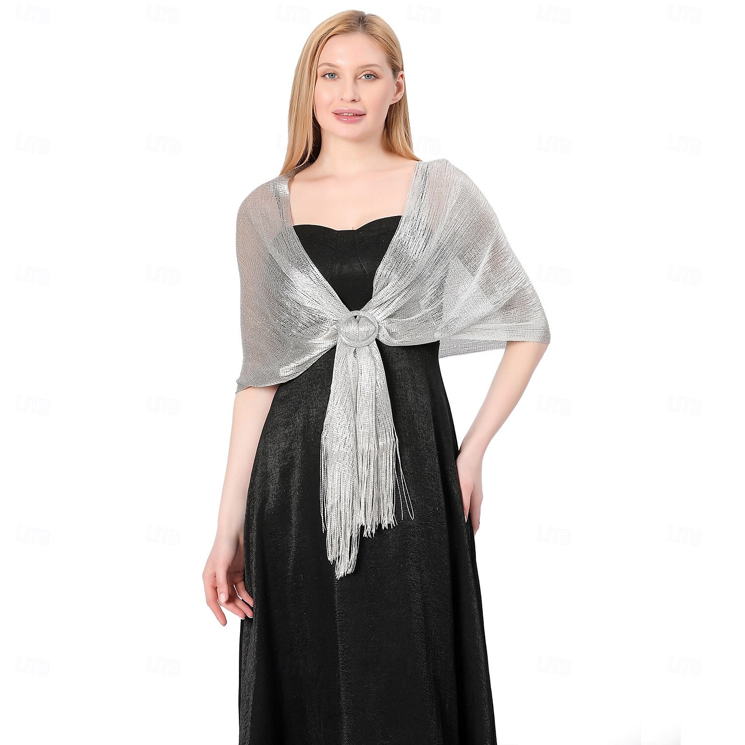 châle en soie or et argent avec boucle, groupe de mariée et demoiselle d'honneur, soirée dansante, robe de mariée, robe de soirée, châle pour femme de 2025 ? $22.99 –P5