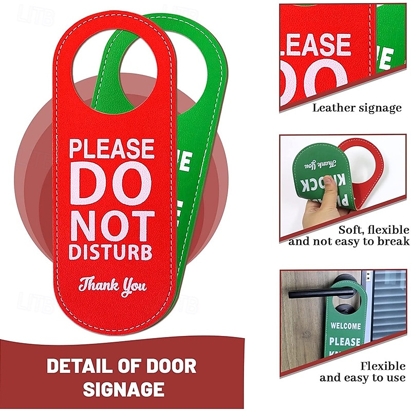 Do Not Disturb Sign Door Hanger Sign PU Leather Welcome Please Knock Sign Ideal for Offices Clinics Law Firms Hotels or during Therapy Massage Spa Counseling Sessions 2026 - $9.99 –P8