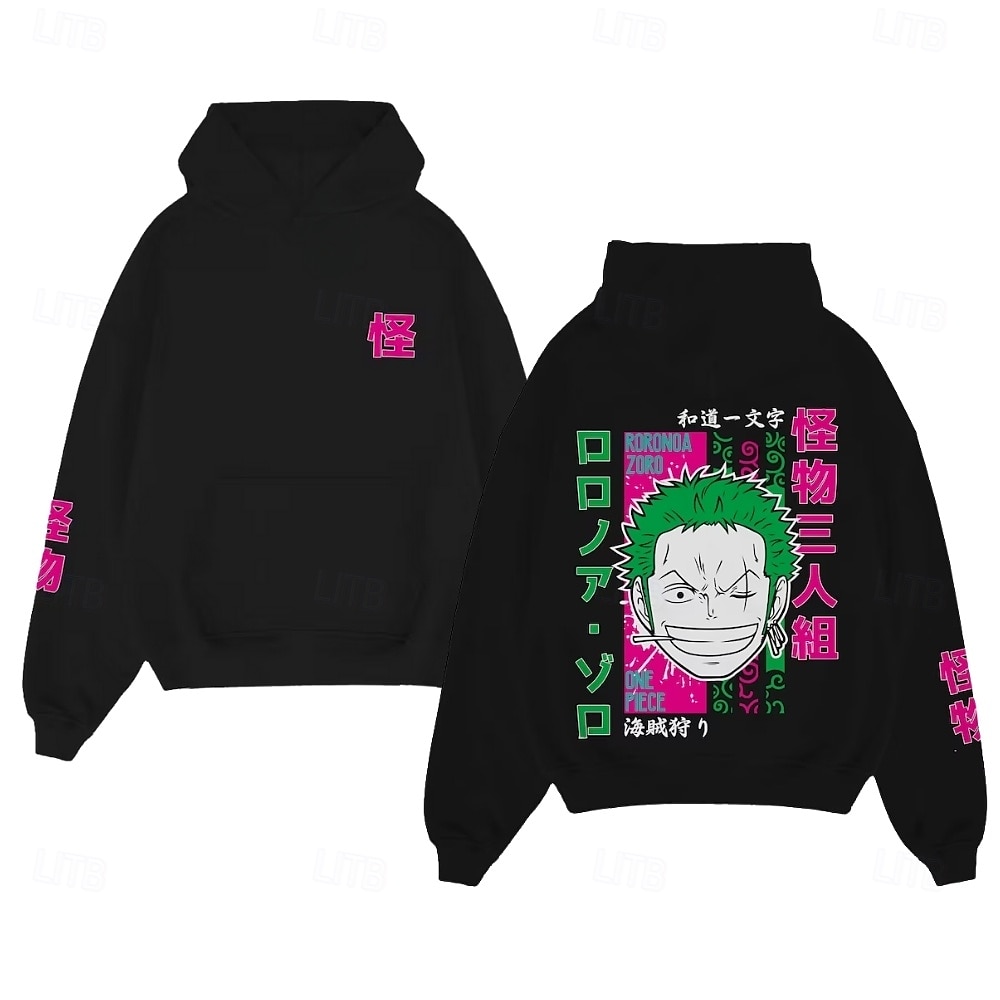 One Piece Roronoa Zoro Hattetrøje Pullover Trykt mønster Graphic Til Par Herre Dame Voksne Maskerade Varmstempling Fest Fritid / hverdag 2025 - $29.99 –P6