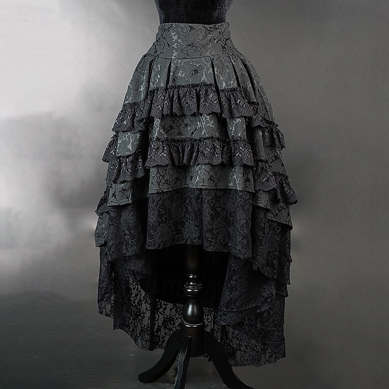 Punk & Gothic Steampunk Asymmetrical Skirt Goth Girl Lace Fancy Dress Women's Halloween Carnival Performance Party Adults Skirt 2026 - $46.99 –P4
