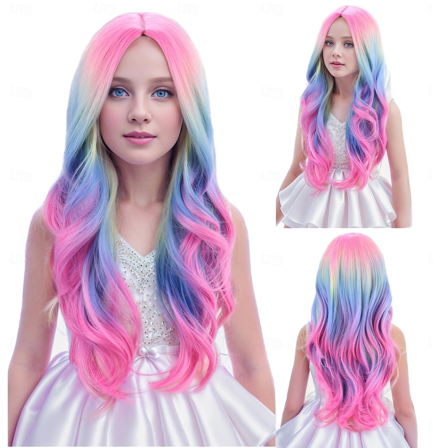 Child Kids Colorful Wigs Long Curly Wavy Wig for Girls Kids Rainbow Wig Colored Synthetic Cosplay Party Halloween Wigs 2025 - $21.99 –P6