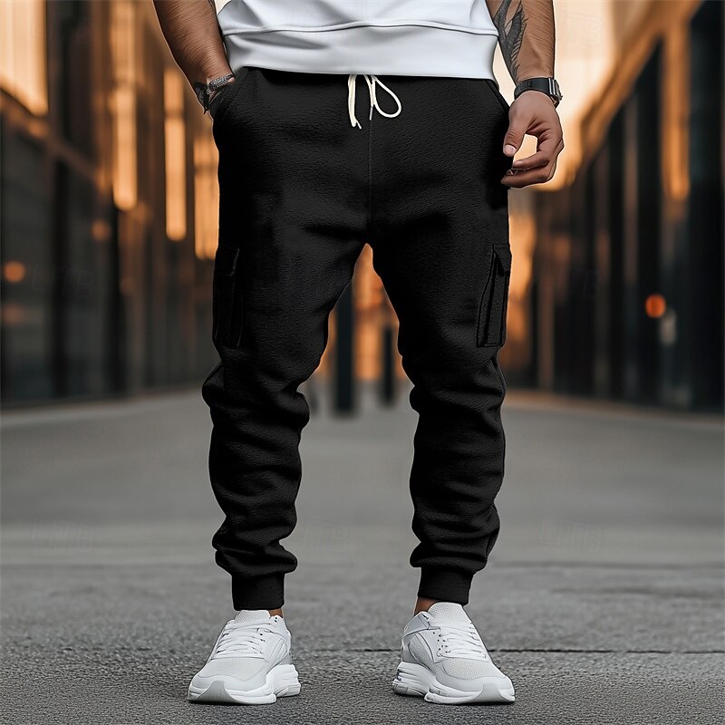 Per uomo Pantaloni in pile Pantaloni della tuta Pareggiatore Pantaloni Pantaloni della tuta cargo A cordoncino Vita elastica Multi tasca Liscio Comfort Caldo Lunghezza intera Esterno Informale del 2025 a $19.99 –P5