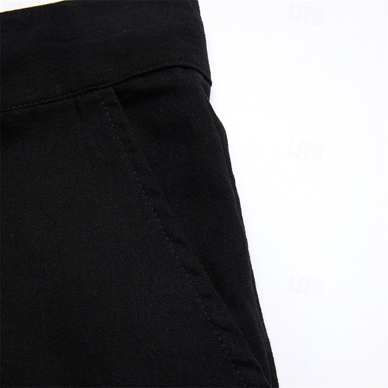 Voor heren Broek Zomerbroek Strandbroeken Trekkoord Breed Been Voorvak Effen Comfort Zacht Casual Dagelijks Modieus Streetwear Zwart Wit Micro-elastisch 2025 - $25.99 –P5