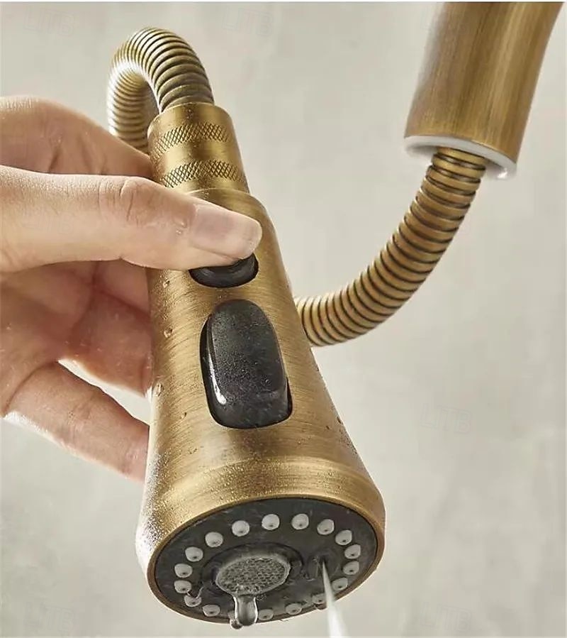 2026年 水栓 - シングルハンドルつの穴 電気メッキ プルアウト / プルダウン センターセット レトリ／ヴィンテージ Kitchen Taps  コレクション – $129.99 –P10