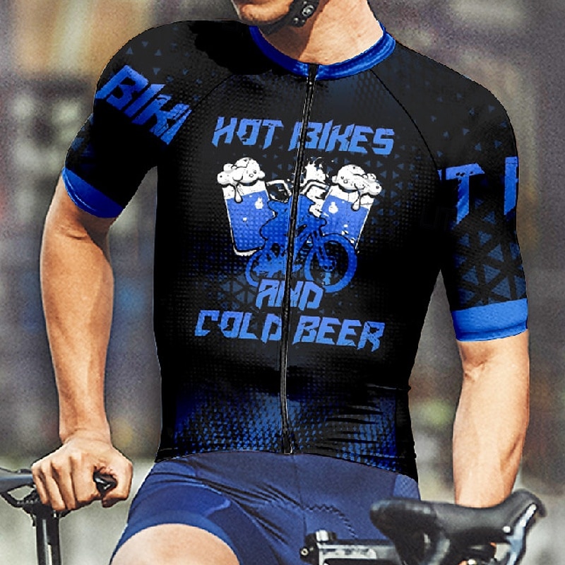 Men's Cycling Jersey Letter & Number Beer Short Sleeve Bike Tee Tshirt Jersey with 3 Rear Pockets Mountain Bike MTB Quick Dry Anatomic Design Wicking Breathable Sports Yellow Red Blue Clothing Apparel 2026 - $30.99 –P19