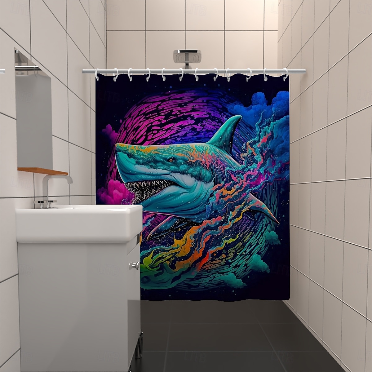 Sprchový závěs s háčky 180 cm*180 cm (70"*70") polyesterový pratelný voděodolný vzor do koupelny dekorace pro vanu zvíře orel 2025 - $25.99 –P5