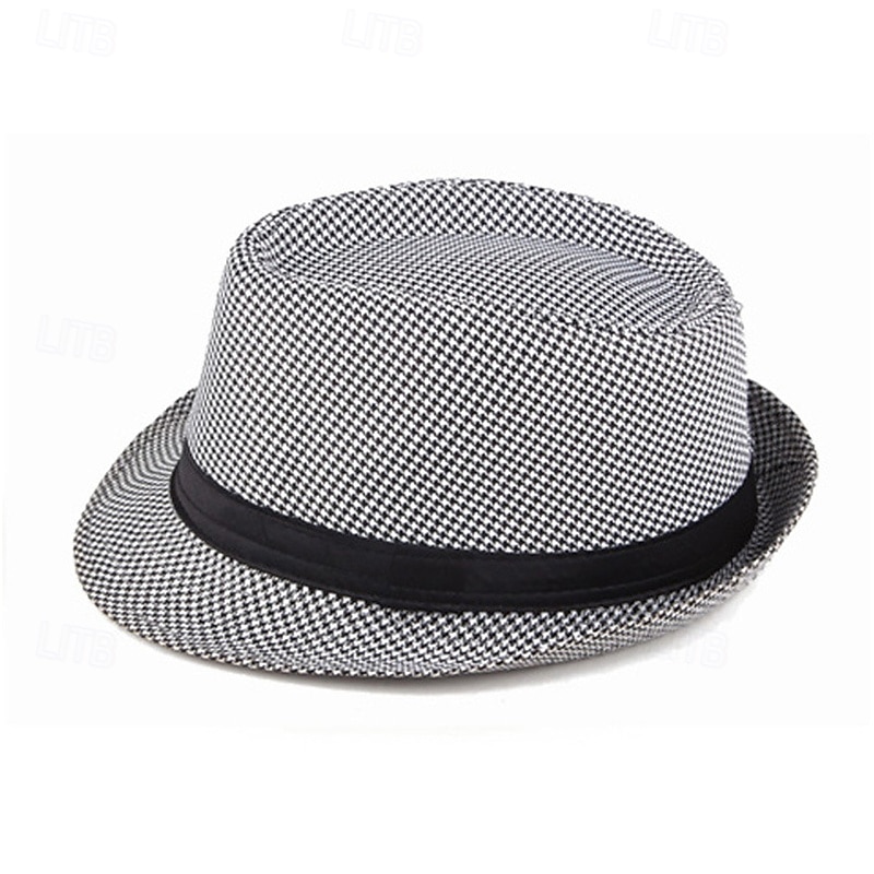 Homme Chapeau du Kentucky Derby Chapeau de Soleil Chapeau à bord sauvage Haut-de-forme Noir Jaune Polyester Mode Occasionnel Rue Quotidien Pied-de-poule Respirant de 2025 ? $7.99 –P8
