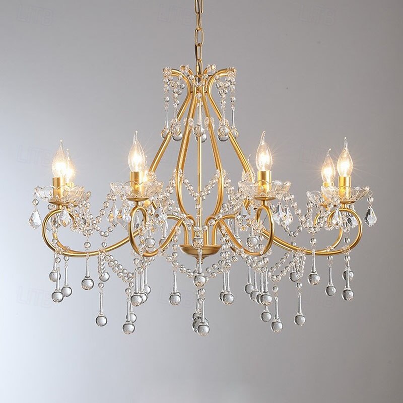 lampadario a led bianco caldo 6/8 luci 60cm/80cm lampadario di design unico in cristallo europeo di lusso francese retrò e12/e14 per camera da letto sala da pranzo 110-240v del 2025 a $515.99 –P7