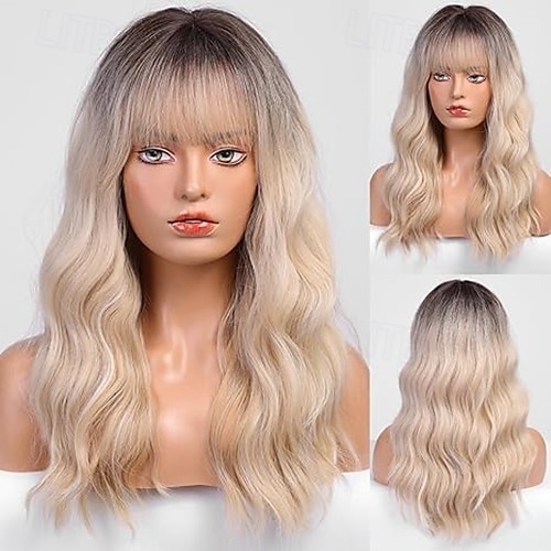 parrucche ondulate lunghe con frangia parrucche ricce per donne parrucche sintetiche resistenti al calore del 2025 a $19.99 –P2