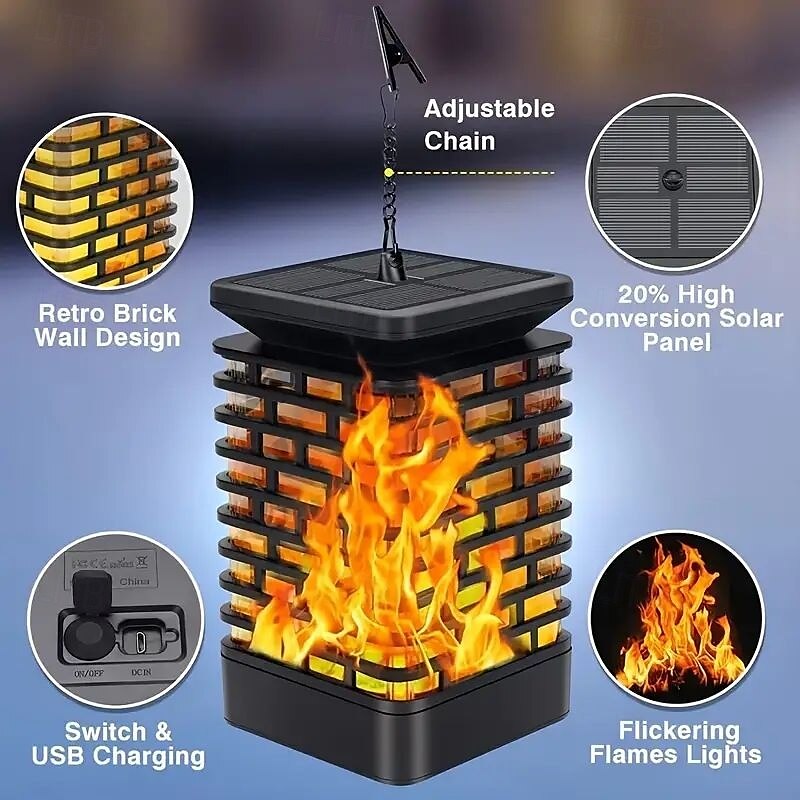 1/2pcs Solar Flame Lights Outdoor IP65 Waterproof Flashing Flame Light Solar Lantern Outdoor Hanging Light for Garden Patio Access Deck Yard Pathway Halloween Christmas Party Decoration 2025 - $44.99 –P3