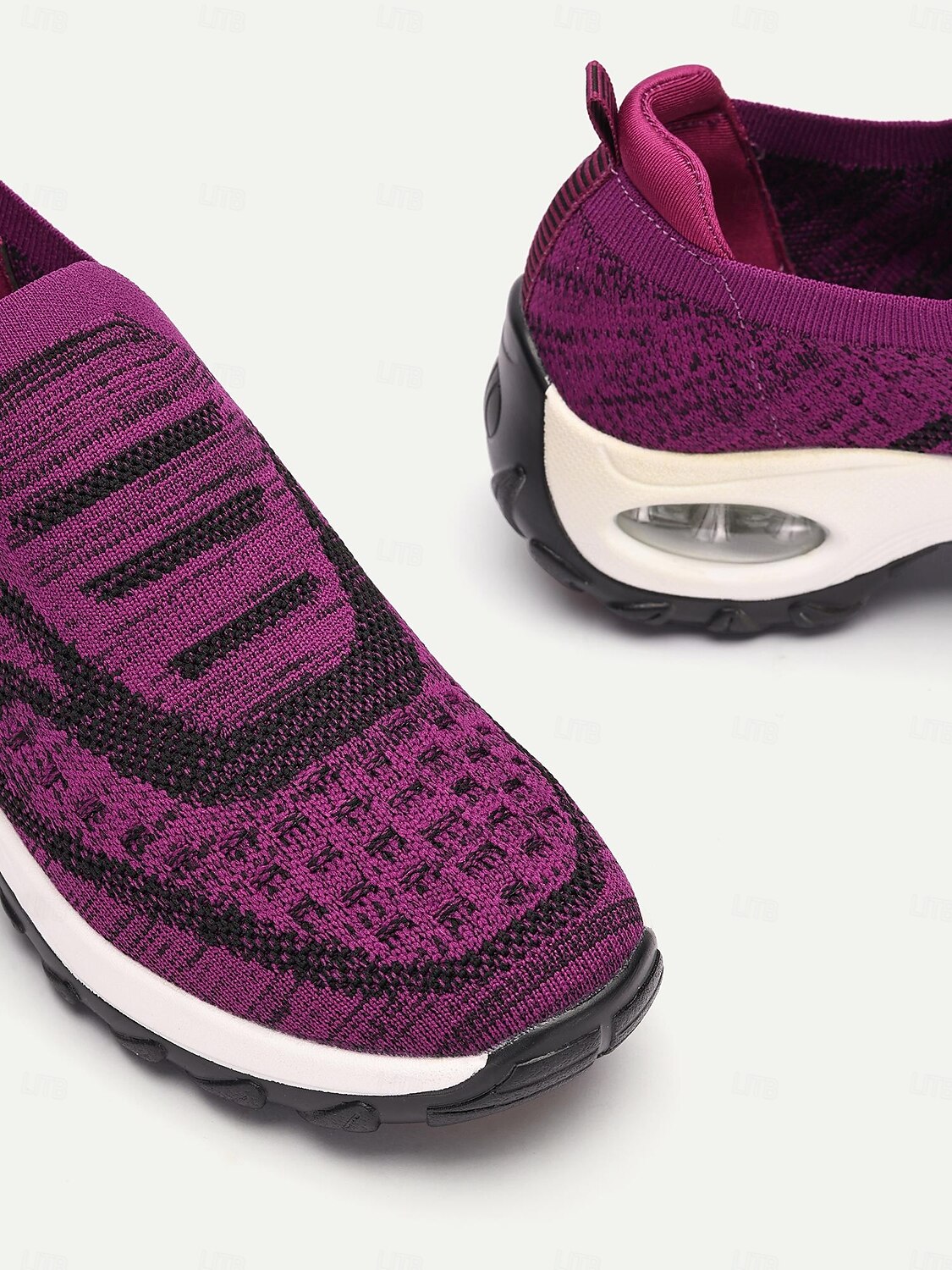 Lilafarbene Slip-On-Sneaker aus Strick für Damen mit Luftpolstersohle zum Gehen und für die Freizeit 2025 - $42.99 –P3