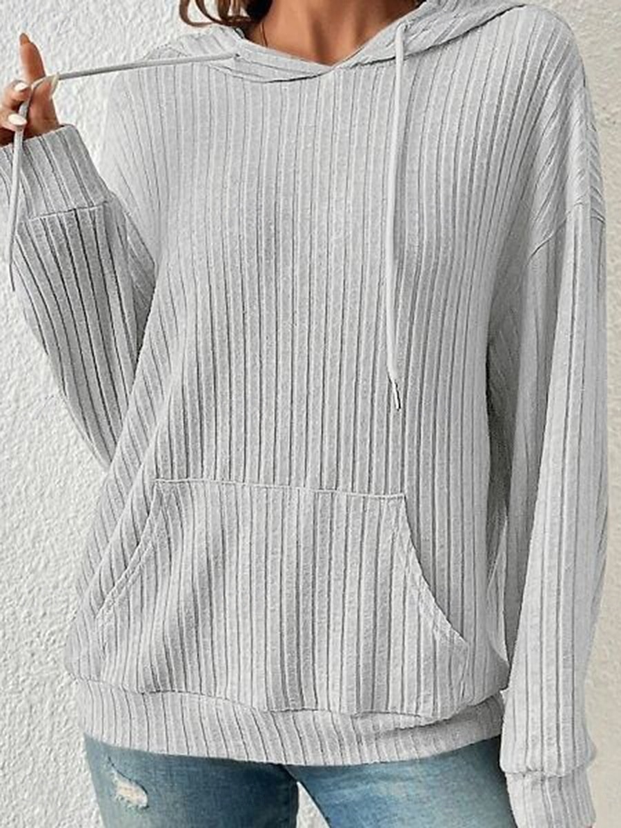 sweat à capuche femme uni col ras du cou manches longues noir vert beige gris automne hiver de 2025 ? $37.99 –P9