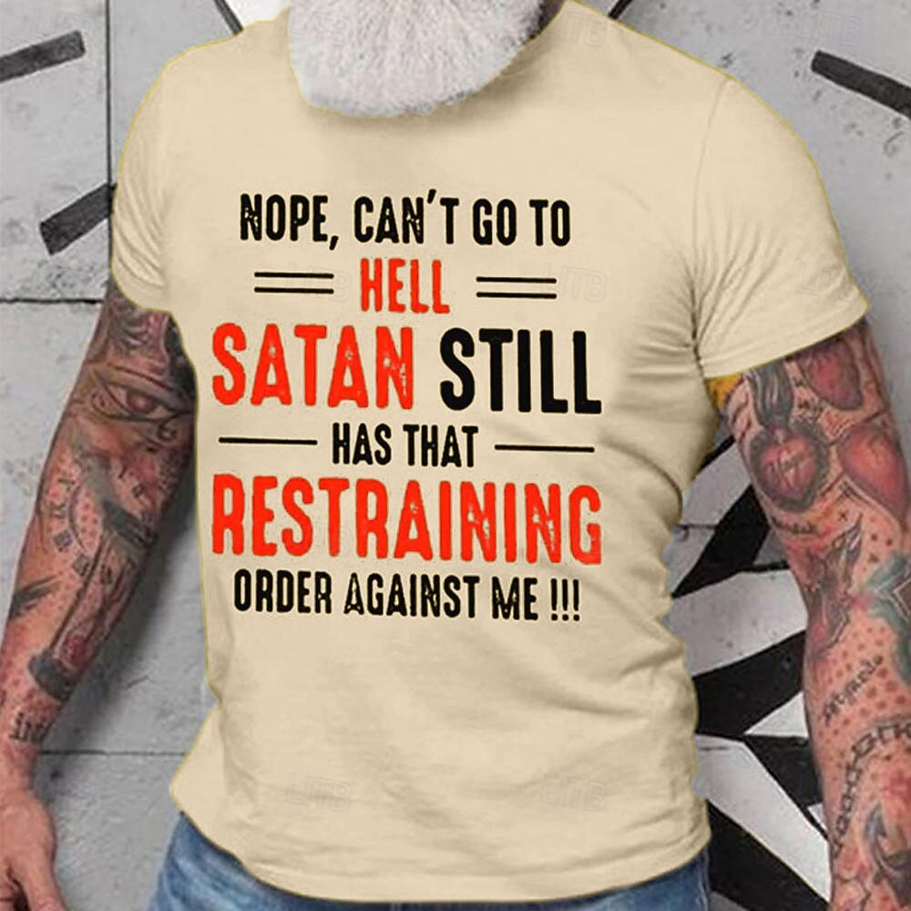Homme Graphique Lettre Non je ne peux pas aller en enfer T-shirt Style décontracté 100% Coton Manche Courte Graphique Chemise Noir Blanche Rouge T-shirt confortable Rue Occasionnel Vêtements de de 2025 ? $15.99 –P9