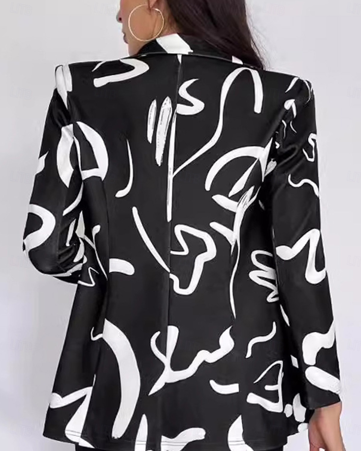 Mujer chaqueta Trabajo Estampado Geométrico Casual / Diario Elegante Ajuste regular Ropa de calle Manga Larga Primavera Negro S 2025 - $31.99 –P2