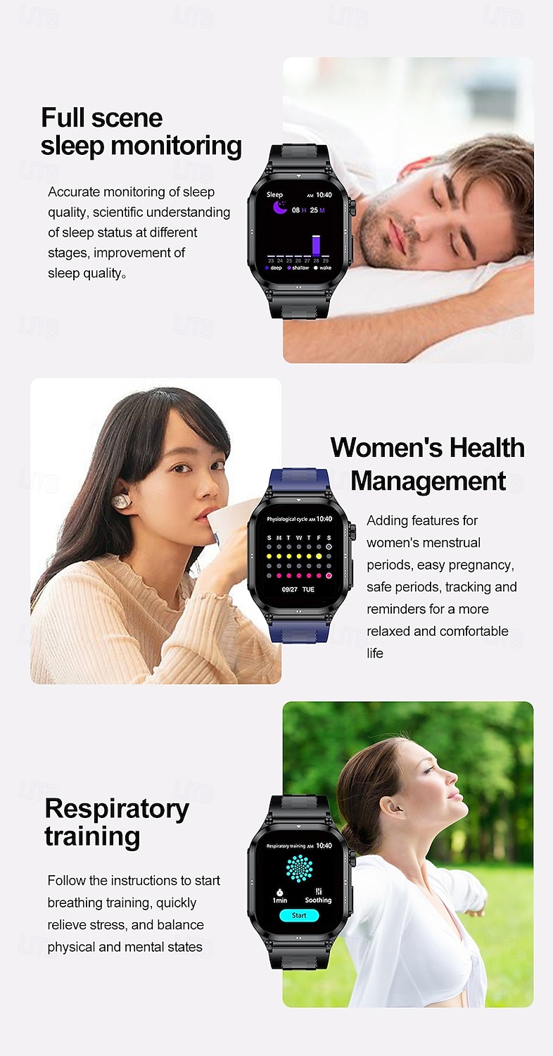 iMosi ET281 Smart Watch 2.04 inch Smartwatch Fitness Running Watch Bluetooth ECG+PPG Temperature Monitoring Pedometer Compatible with Android iOS Women Men Long Standby Hands-Free Calls Waterproof 2025 - $75.99 –P12