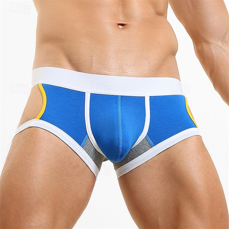 Per uomo 1 pc Mutandine sexy Boxer Lato scavato Poliestere Traspirante Morbido Comodo Color Block A vita medio-alta Nero Rosso del 2025 a $10.49 –P2