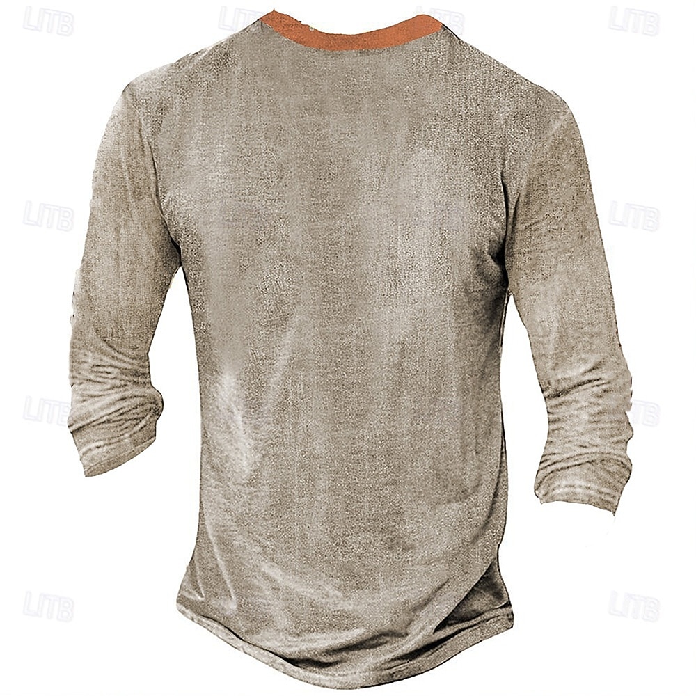Maglietta Uomo Cervo Camicia Henley Maniche Lunghe Stampa 3D Quotidiana Festa Etnica Street Casual Inverno Primavera e Autunno Blu Arancione Grigio Henley Maglietta Henley del 2026 a $23.99 –P3