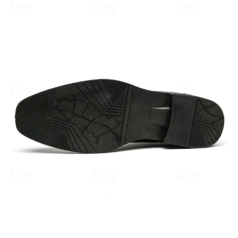 Sapatos sociais masculinos oxford de couro sintético com relevo de crocodilo preto - calçados formais elegantes com cadarço para negócios e ocasiões especiais de 2025 por $54.99 –P4
