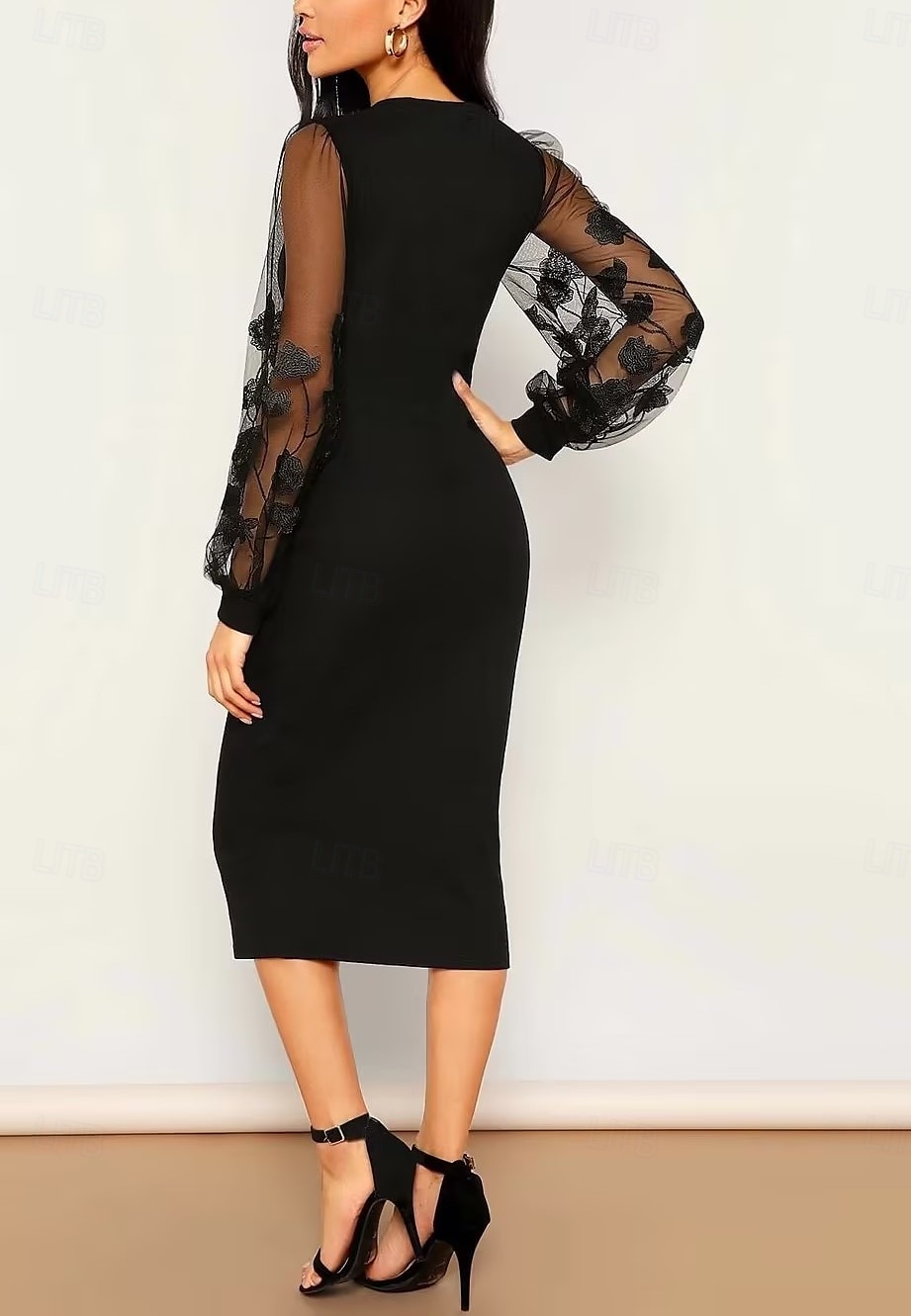 DVF ワンピース Gaj mesh midi dress998414 Windsor Timeless Allure Cowl Neck Mesh Ruffle Midi Dress