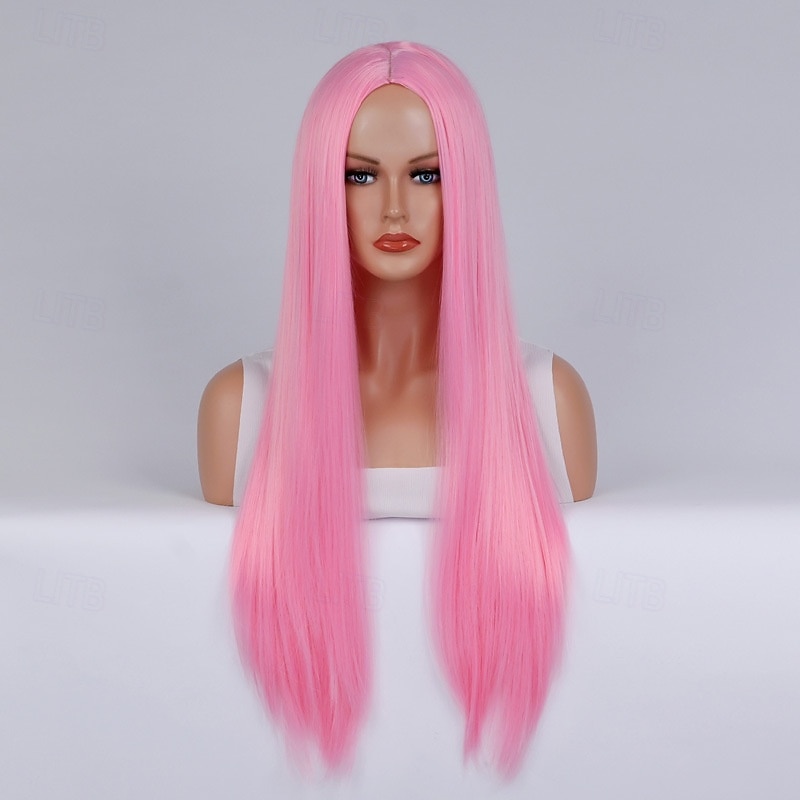 Parrucca del costume cosplay Liscio Parte di mezzo Parrucca Lungo Rosa chiaro Rosso bordeaux Oro pallido Oro latte giallo lino Capelli sintetici Per donna Biondo Rosa Rosso del 2025 a $14.99 –P15