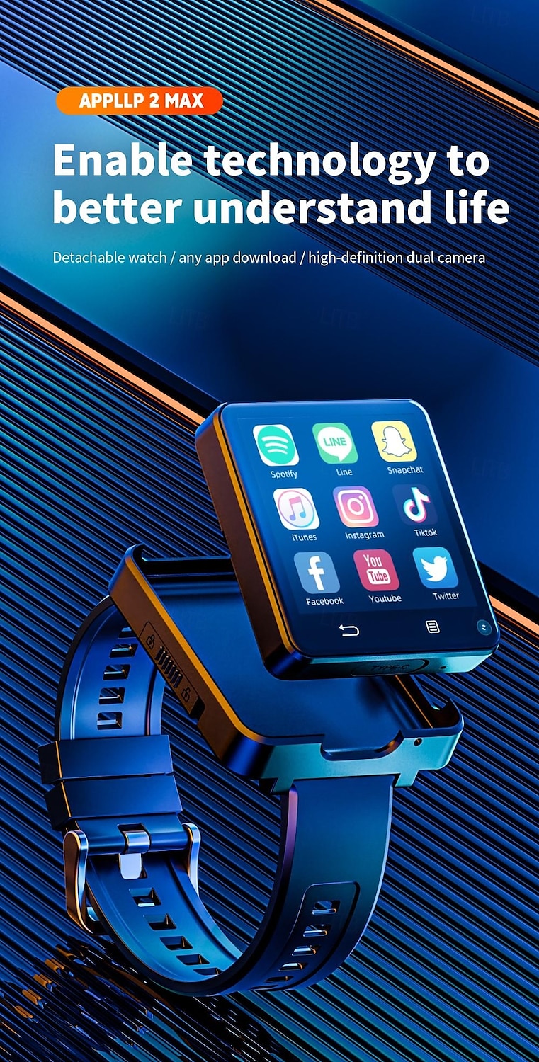 LOKMAT APPLLP 2 MAX Умные часы 2.64 дюймовый Смарт-часы-телефон 3G 4G Bluetooth Педометр Напоминание о звонке будильник Совместим с Ноль Женский Мужчины GPS Хендс-фри звонки Медиа контроль IPX-4 57 2025 - $157.99 –P1